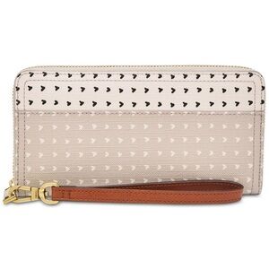 Fossil Logan Rfid Zip Around Clutch Wallet Hearts